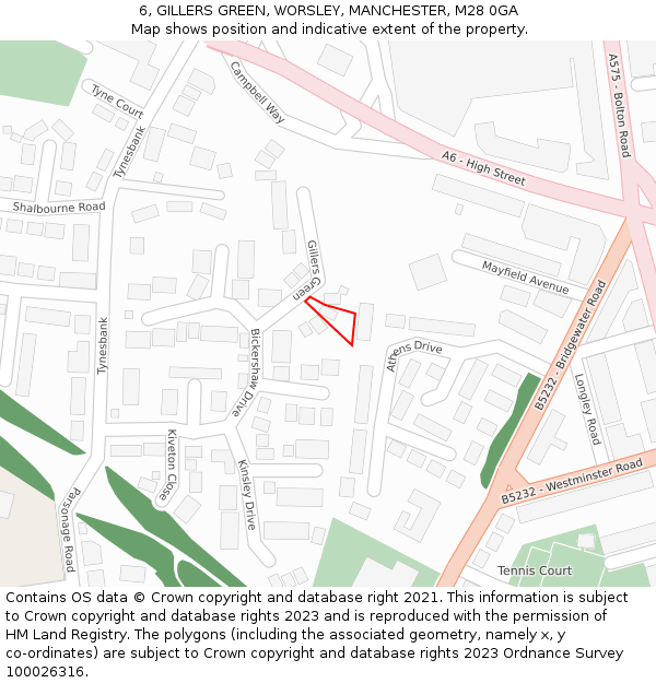 6, GILLERS GREEN, WORSLEY, MANCHESTER, M28 0GA: Location map and indicative extent of plot