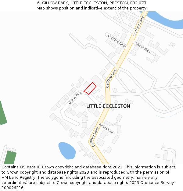 6, GILLOW PARK, LITTLE ECCLESTON, PRESTON, PR3 0ZT: Location map and indicative extent of plot