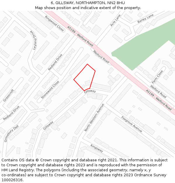 6, GILLSWAY, NORTHAMPTON, NN2 8HU: Location map and indicative extent of plot