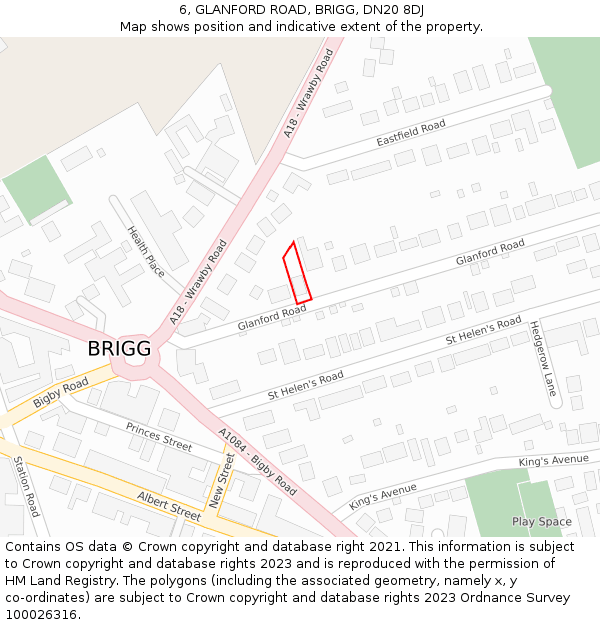 6, GLANFORD ROAD, BRIGG, DN20 8DJ: Location map and indicative extent of plot