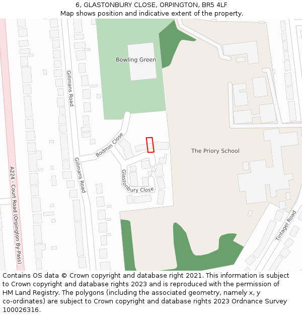 6, GLASTONBURY CLOSE, ORPINGTON, BR5 4LF: Location map and indicative extent of plot