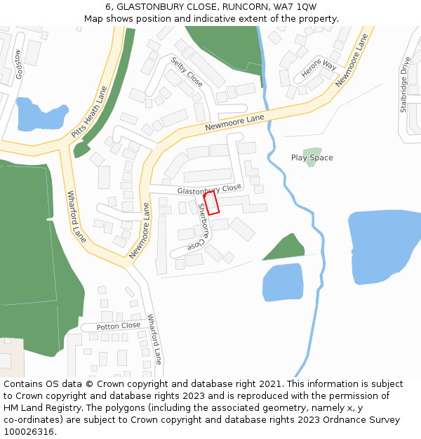6, GLASTONBURY CLOSE, RUNCORN, WA7 1QW: Location map and indicative extent of plot
