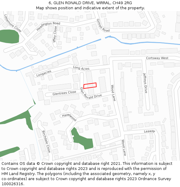 6, GLEN RONALD DRIVE, WIRRAL, CH49 2RG: Location map and indicative extent of plot