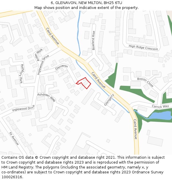 6, GLENAVON, NEW MILTON, BH25 6TU: Location map and indicative extent of plot