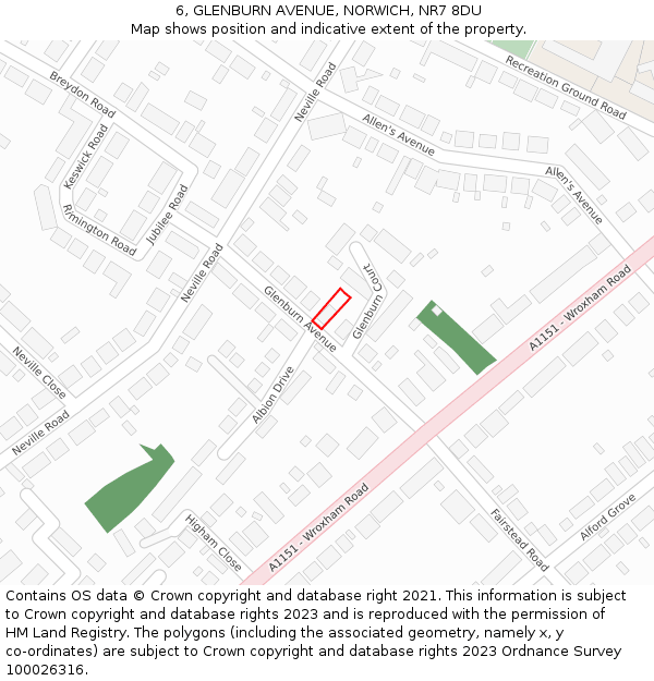 6, GLENBURN AVENUE, NORWICH, NR7 8DU: Location map and indicative extent of plot