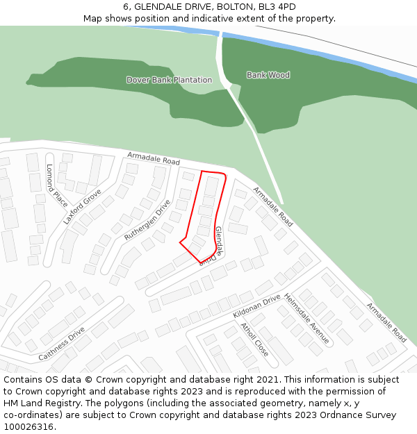 6, GLENDALE DRIVE, BOLTON, BL3 4PD: Location map and indicative extent of plot