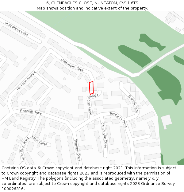 6, GLENEAGLES CLOSE, NUNEATON, CV11 6TS: Location map and indicative extent of plot