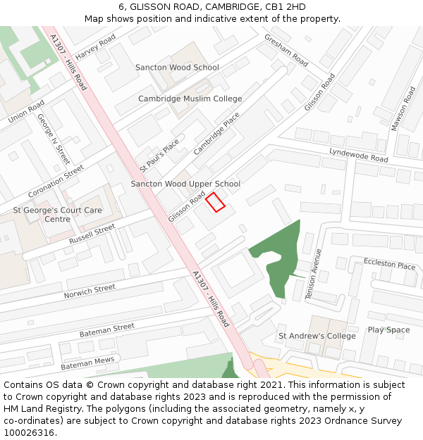 6, GLISSON ROAD, CAMBRIDGE, CB1 2HD: Location map and indicative extent of plot