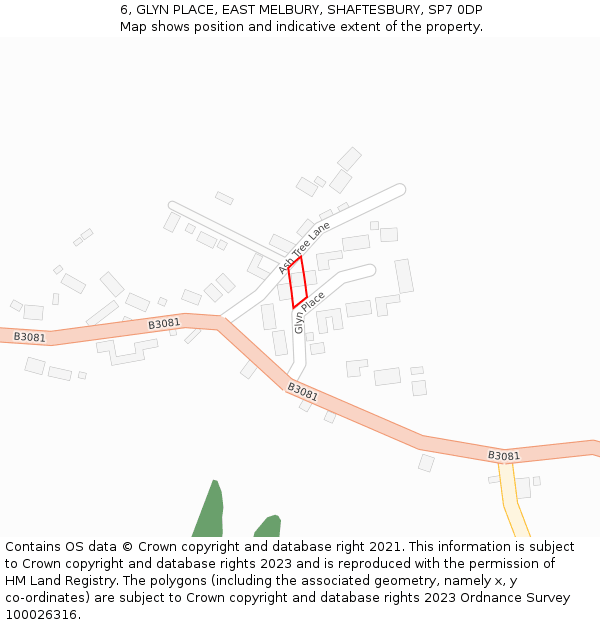 6, GLYN PLACE, EAST MELBURY, SHAFTESBURY, SP7 0DP: Location map and indicative extent of plot