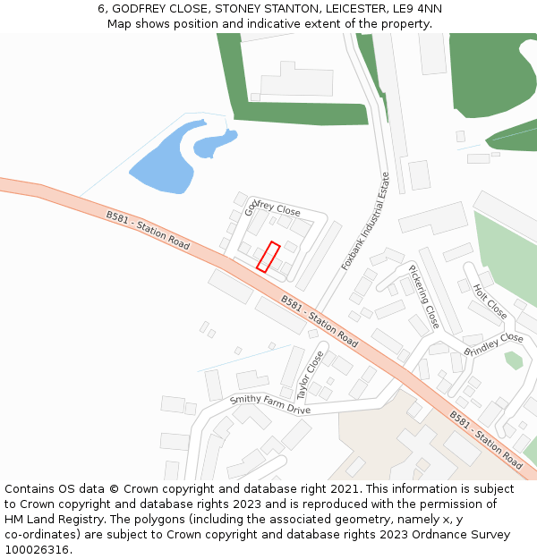 6, GODFREY CLOSE, STONEY STANTON, LEICESTER, LE9 4NN: Location map and indicative extent of plot