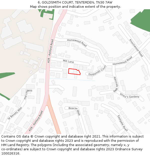 6, GOLDSMITH COURT, TENTERDEN, TN30 7AW: Location map and indicative extent of plot