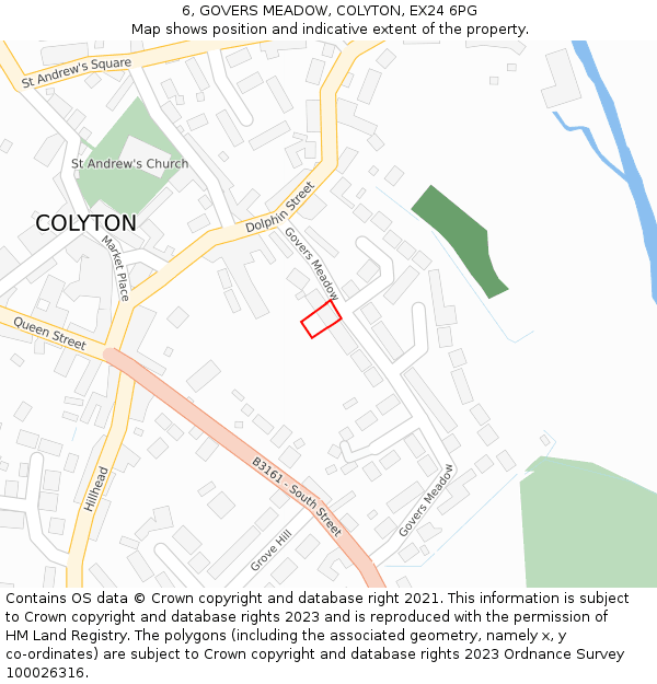 6, GOVERS MEADOW, COLYTON, EX24 6PG: Location map and indicative extent of plot
