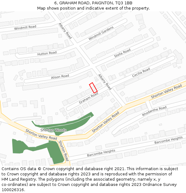 6, GRAHAM ROAD, PAIGNTON, TQ3 1BB: Location map and indicative extent of plot