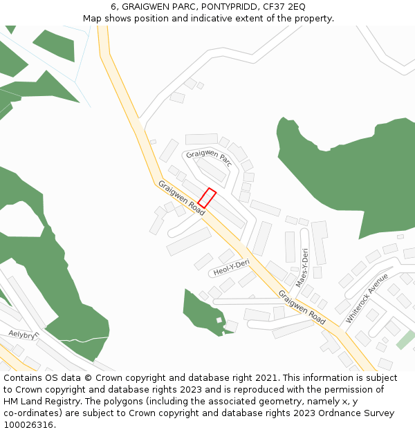 6, GRAIGWEN PARC, PONTYPRIDD, CF37 2EQ: Location map and indicative extent of plot