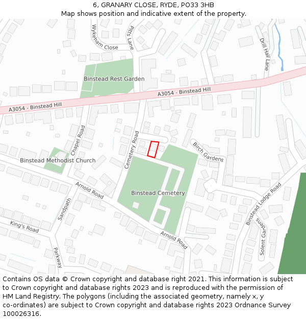 6, GRANARY CLOSE, RYDE, PO33 3HB: Location map and indicative extent of plot