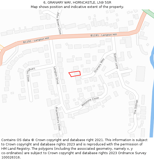 6, GRANARY WAY, HORNCASTLE, LN9 5SR: Location map and indicative extent of plot