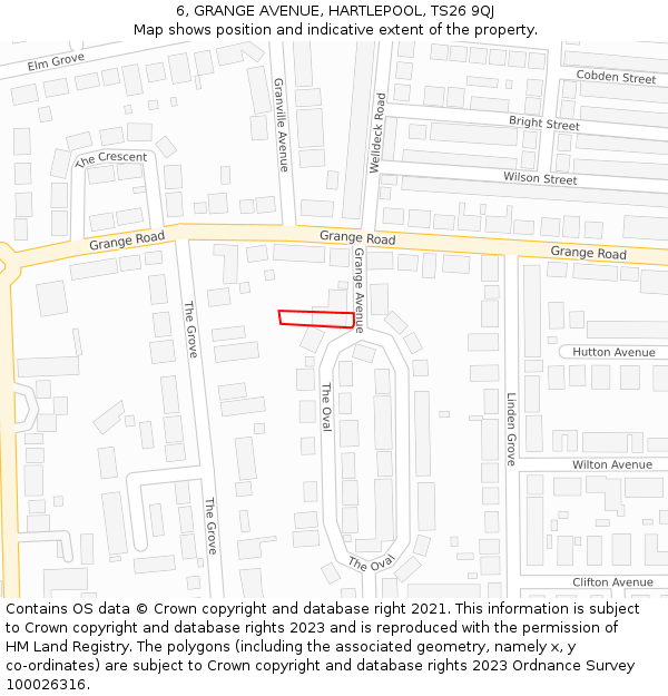6, GRANGE AVENUE, HARTLEPOOL, TS26 9QJ: Location map and indicative extent of plot