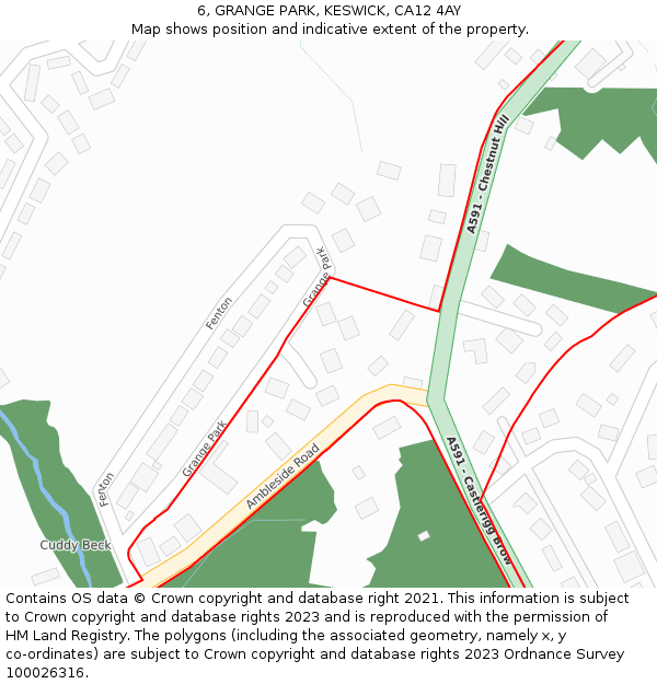 6, GRANGE PARK, KESWICK, CA12 4AY: Location map and indicative extent of plot