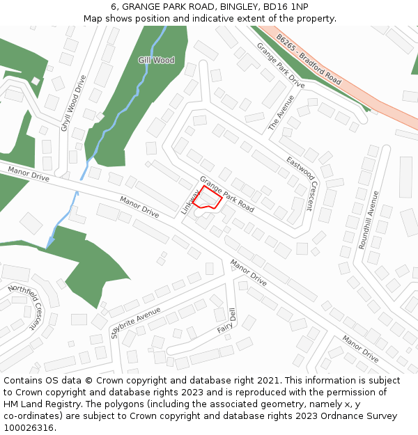 6, GRANGE PARK ROAD, BINGLEY, BD16 1NP: Location map and indicative extent of plot