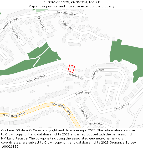 6, GRANGE VIEW, PAIGNTON, TQ4 7JF: Location map and indicative extent of plot