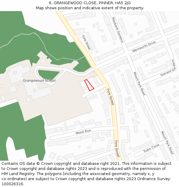 6, GRANGEWOOD CLOSE, PINNER, HA5 2JG: Location map and indicative extent of plot
