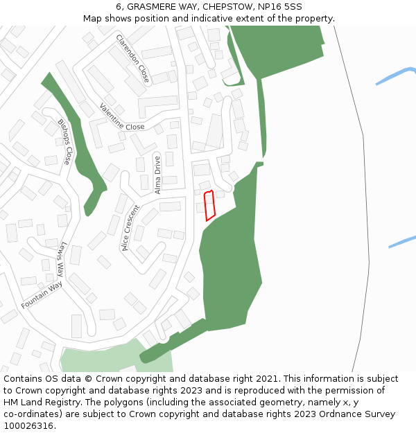 6, GRASMERE WAY, CHEPSTOW, NP16 5SS: Location map and indicative extent of plot