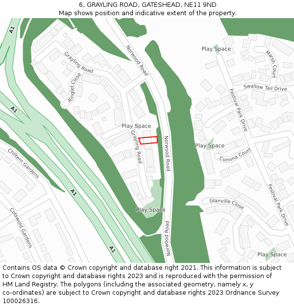 6, GRAYLING ROAD, GATESHEAD, NE11 9ND: Location map and indicative extent of plot