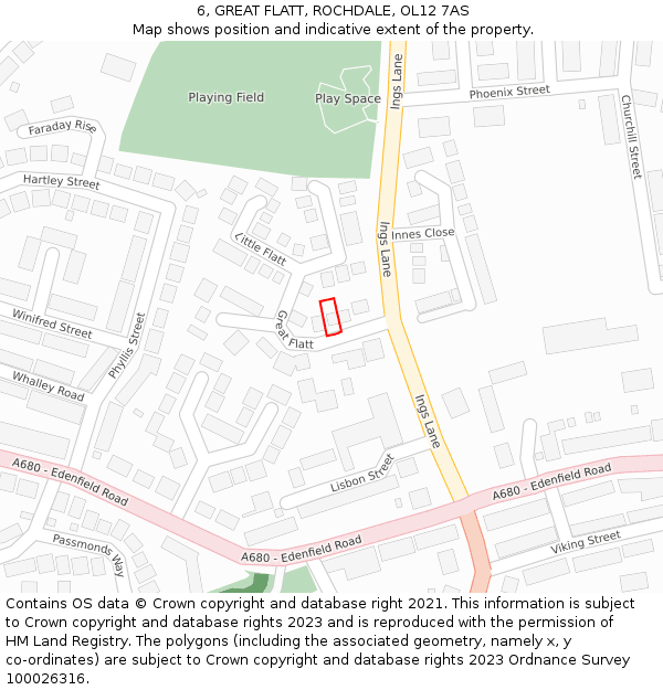 6, GREAT FLATT, ROCHDALE, OL12 7AS: Location map and indicative extent of plot