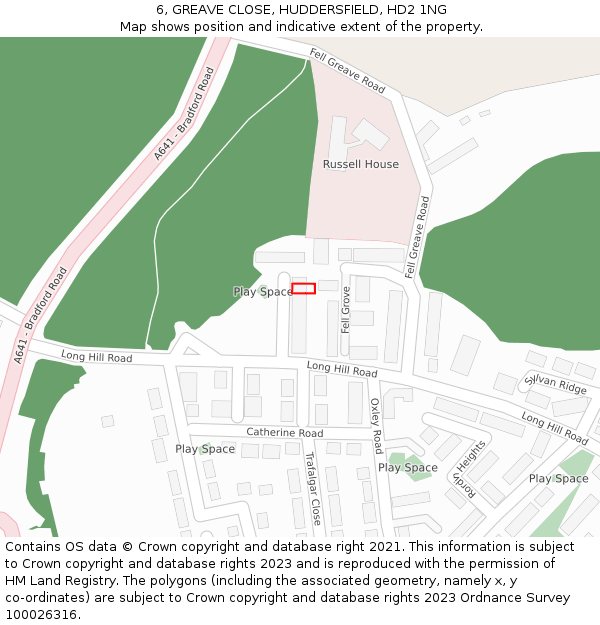 6, GREAVE CLOSE, HUDDERSFIELD, HD2 1NG: Location map and indicative extent of plot