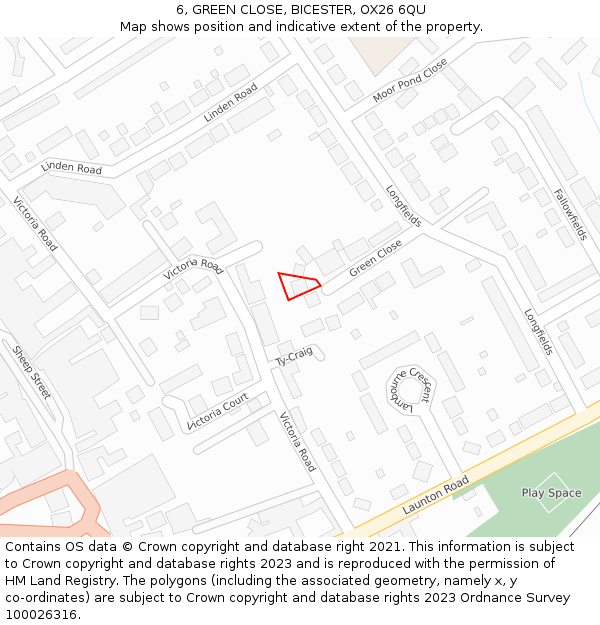6, GREEN CLOSE, BICESTER, OX26 6QU: Location map and indicative extent of plot
