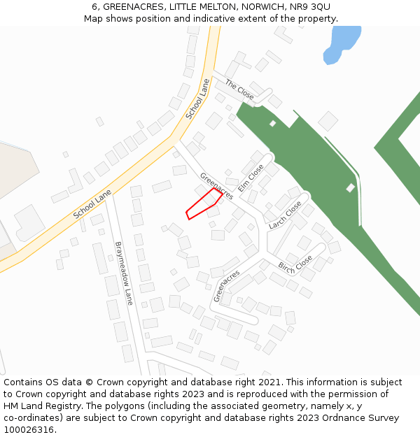 6, GREENACRES, LITTLE MELTON, NORWICH, NR9 3QU: Location map and indicative extent of plot