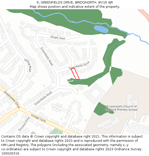 6, GREENFIELDS DRIVE, BRIDGNORTH, WV16 4JR: Location map and indicative extent of plot