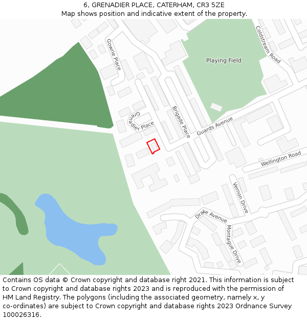 6, GRENADIER PLACE, CATERHAM, CR3 5ZE: Location map and indicative extent of plot