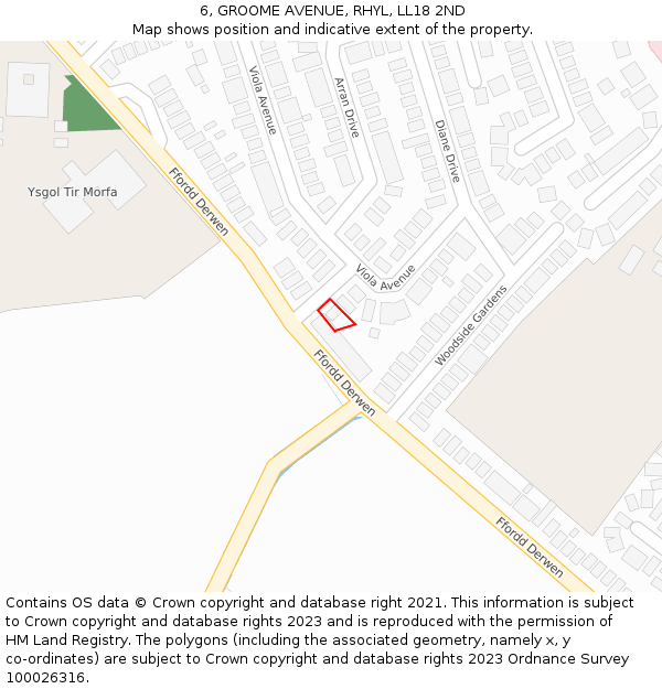 6, GROOME AVENUE, RHYL, LL18 2ND: Location map and indicative extent of plot