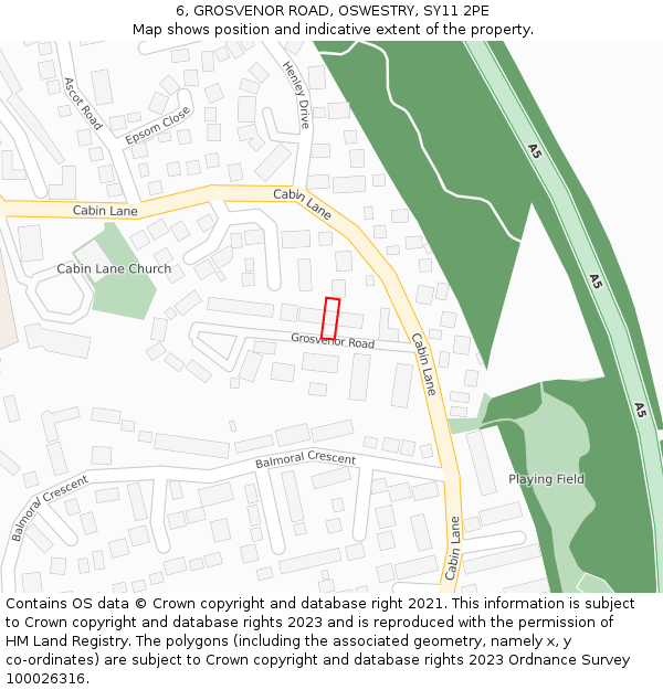 6, GROSVENOR ROAD, OSWESTRY, SY11 2PE: Location map and indicative extent of plot