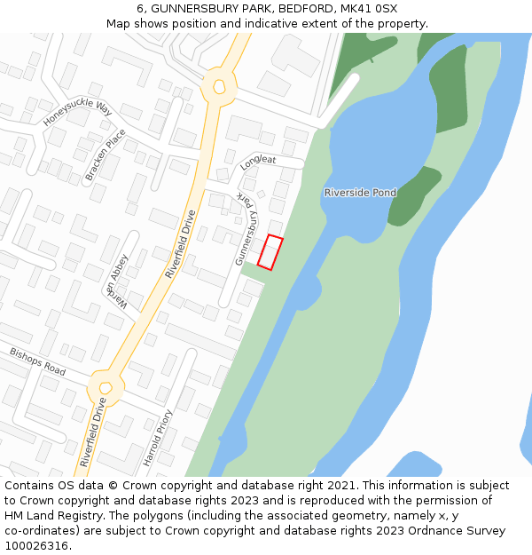 6, GUNNERSBURY PARK, BEDFORD, MK41 0SX: Location map and indicative extent of plot