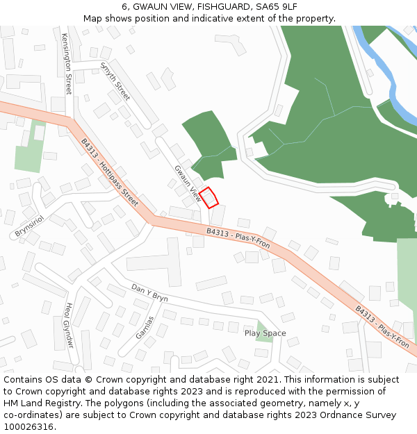6, GWAUN VIEW, FISHGUARD, SA65 9LF: Location map and indicative extent of plot