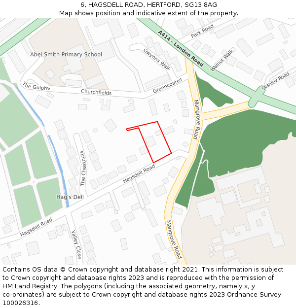 6, HAGSDELL ROAD, HERTFORD, SG13 8AG: Location map and indicative extent of plot