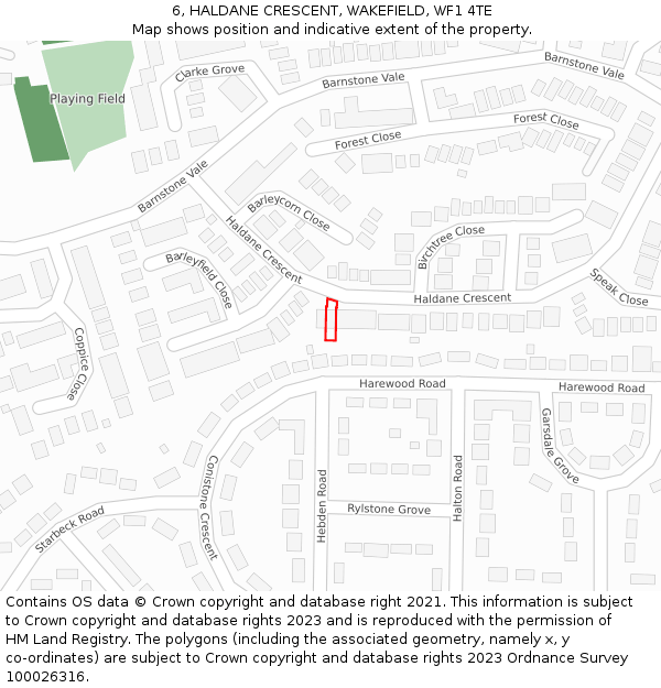 6, HALDANE CRESCENT, WAKEFIELD, WF1 4TE: Location map and indicative extent of plot