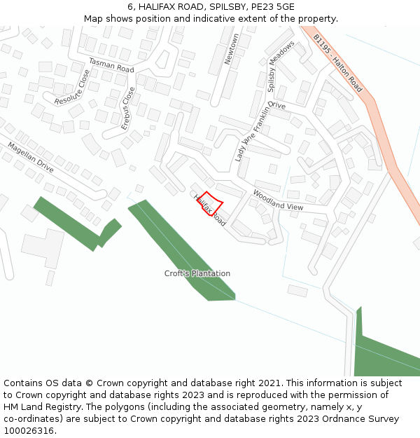 6, HALIFAX ROAD, SPILSBY, PE23 5GE: Location map and indicative extent of plot