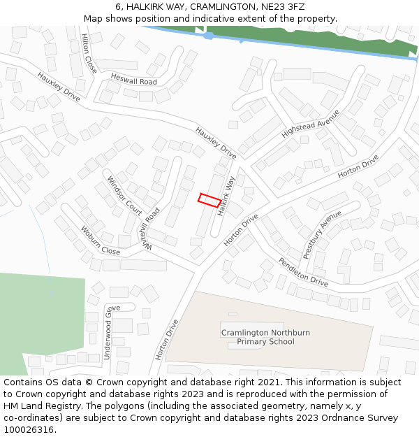 6, HALKIRK WAY, CRAMLINGTON, NE23 3FZ: Location map and indicative extent of plot