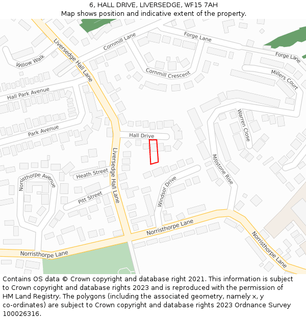 6, HALL DRIVE, LIVERSEDGE, WF15 7AH: Location map and indicative extent of plot