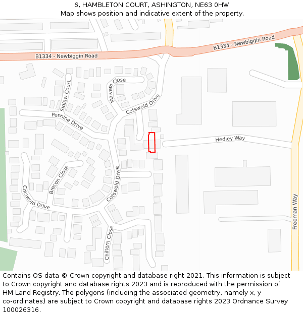 6, HAMBLETON COURT, ASHINGTON, NE63 0HW: Location map and indicative extent of plot