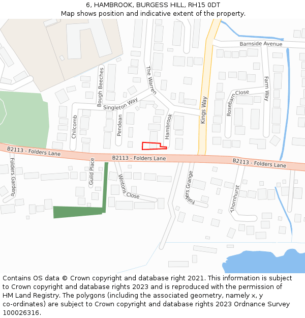 6, HAMBROOK, BURGESS HILL, RH15 0DT: Location map and indicative extent of plot