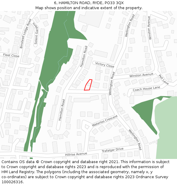 6, HAMILTON ROAD, RYDE, PO33 3QX: Location map and indicative extent of plot
