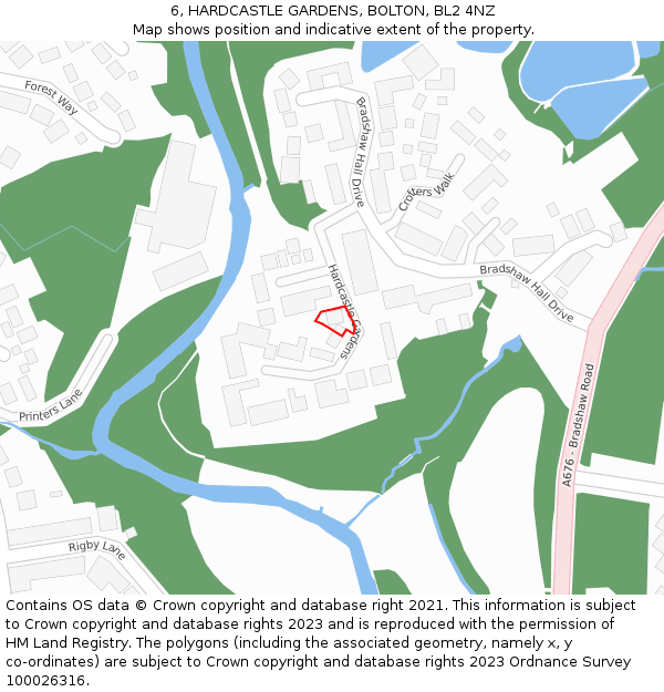 6, HARDCASTLE GARDENS, BOLTON, BL2 4NZ: Location map and indicative extent of plot