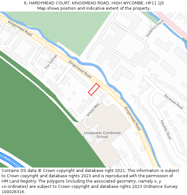 6, HARDYMEAD COURT, KINGSMEAD ROAD, HIGH WYCOMBE, HP11 1JS: Location map and indicative extent of plot