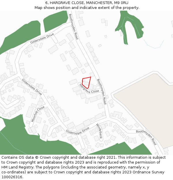 6, HARGRAVE CLOSE, MANCHESTER, M9 0RU: Location map and indicative extent of plot