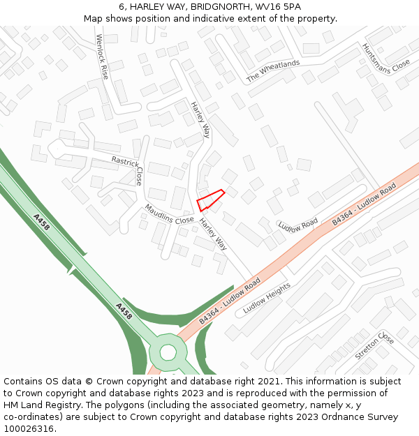 6, HARLEY WAY, BRIDGNORTH, WV16 5PA: Location map and indicative extent of plot