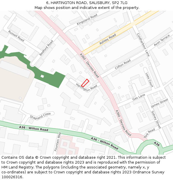 6, HARTINGTON ROAD, SALISBURY, SP2 7LG: Location map and indicative extent of plot